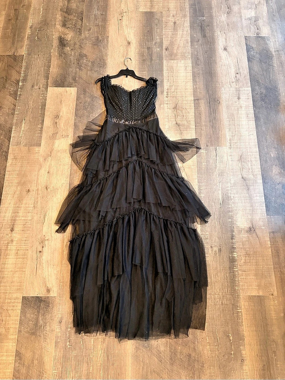 City Studio Black Tiered Tulle Prom Dress – Juniors Size 5
